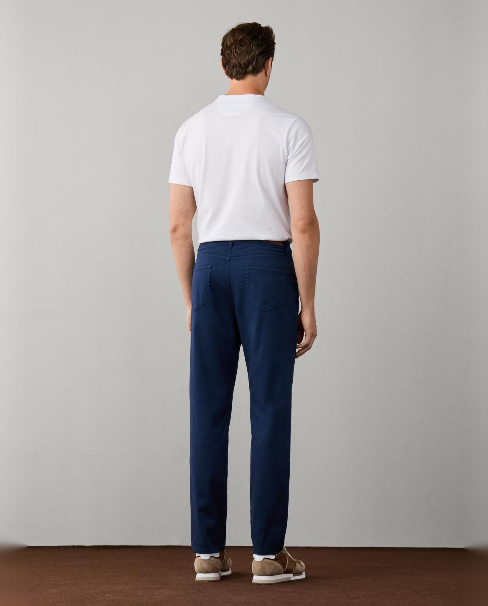Pantalón de cinco bolsillos en tejido satén con acabado suave y diseño clásico versátil tallas grandes. - Hackett - Azul marino Azul marino-2