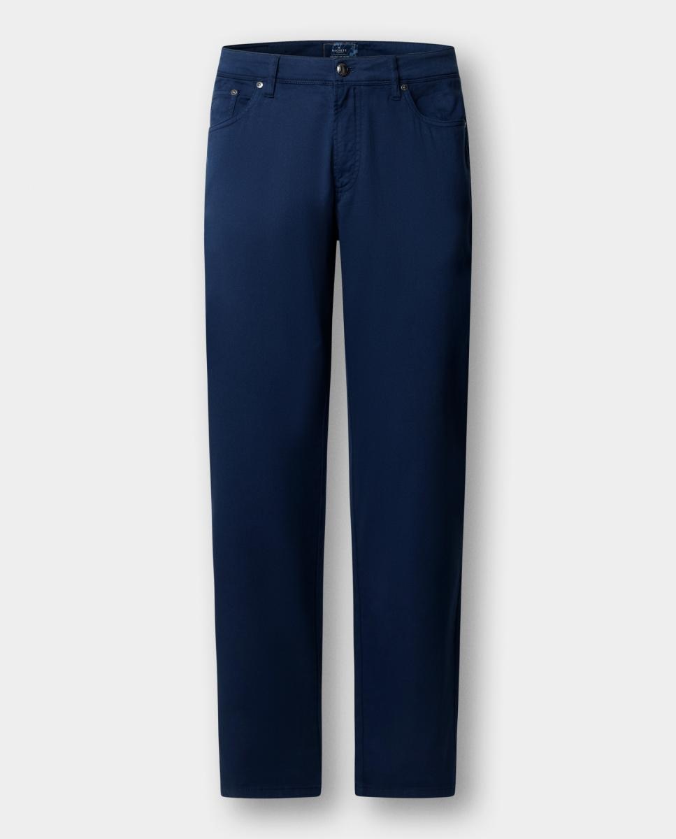 Pantalón de cinco bolsillos en tejido satén con acabado suave y diseño clásico versátil tallas grandes. - Hackett - Azul marino Azul marino-4