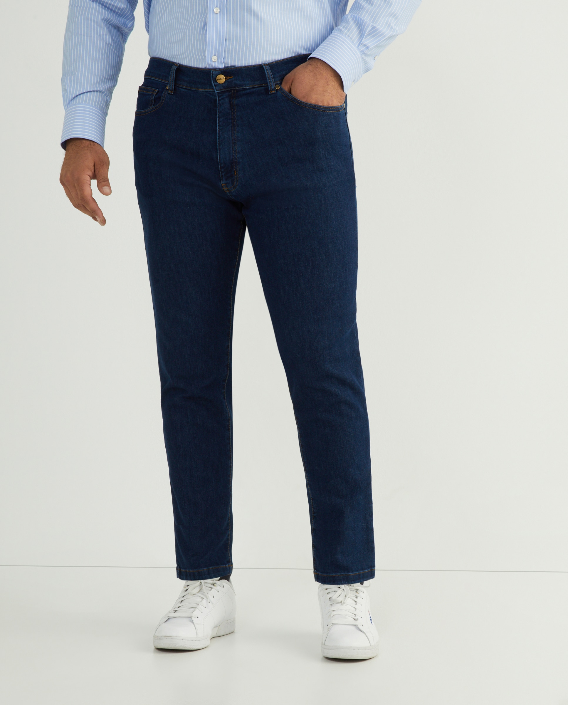 Jeans Regular de 5 Bolsos Tamanhos Grandes Azul-2