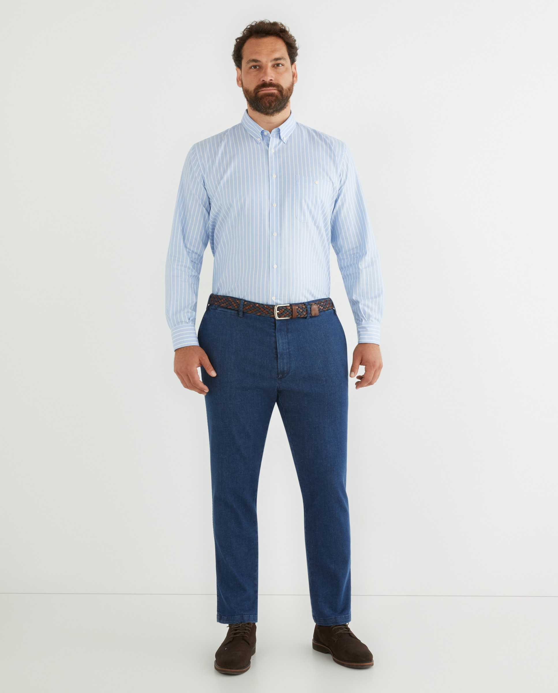 Jeans Chino Regular Tamanhos Grandes Azul-1