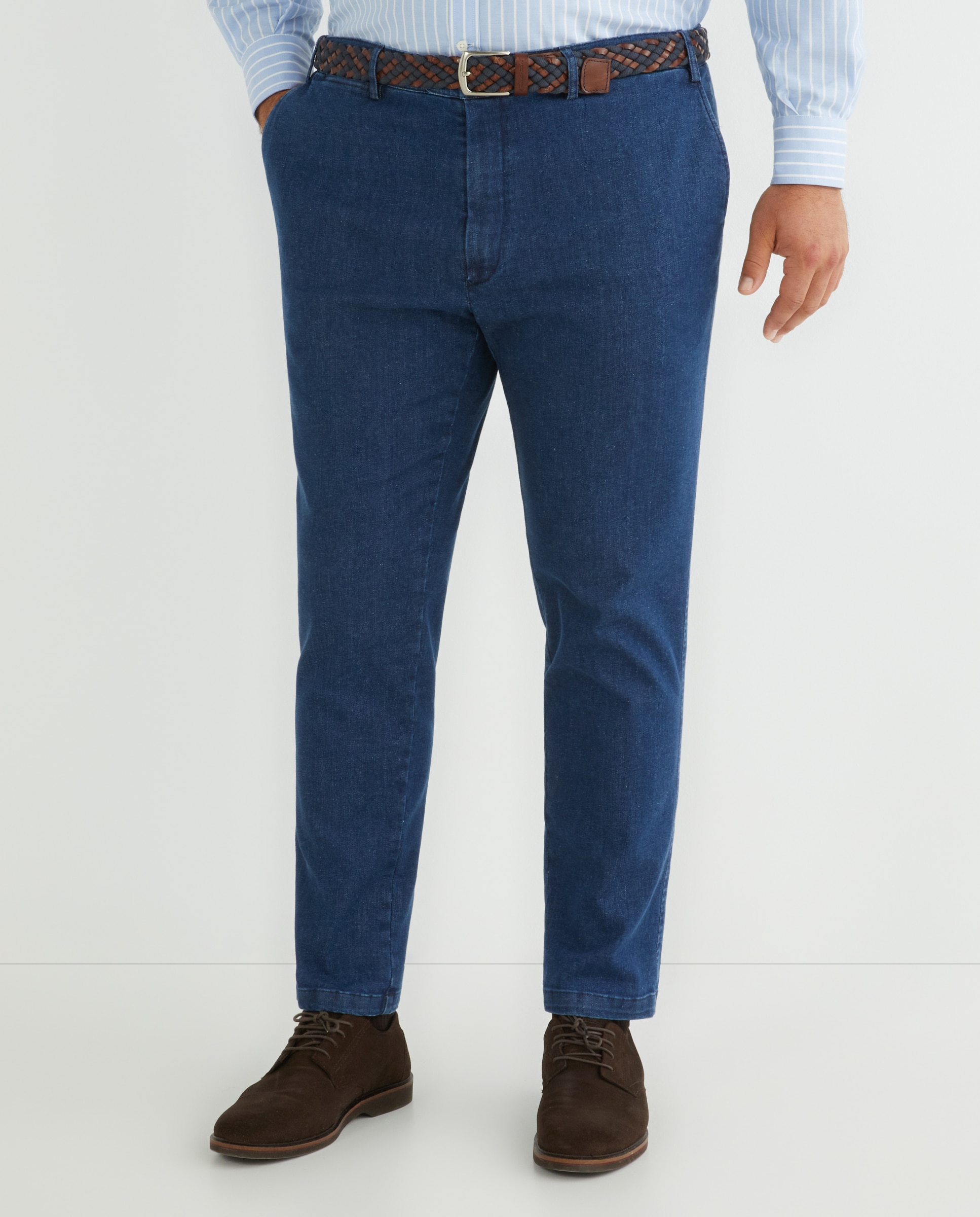Jeans Chino Regular Tamanhos Grandes Azul-6