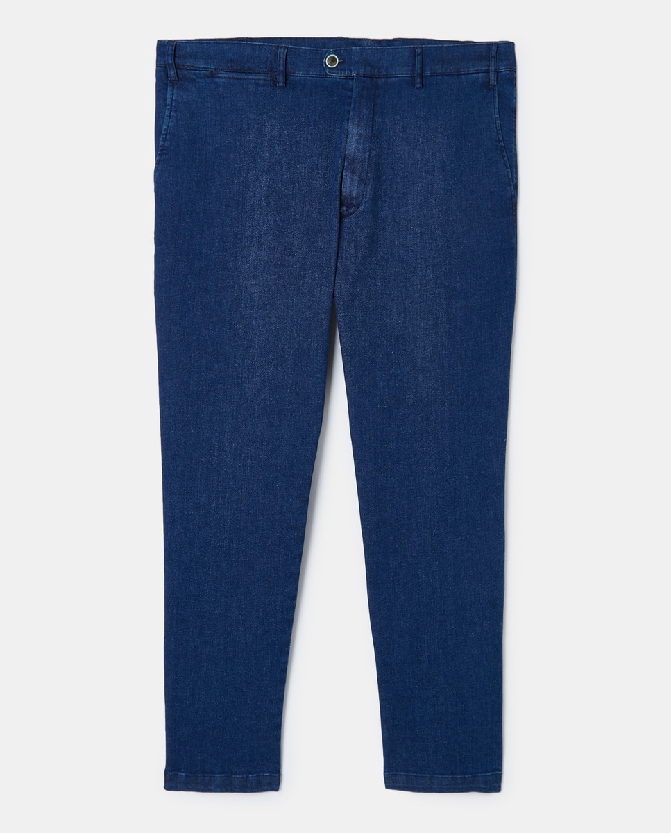 Jeans Chino Regular Tamanhos Grandes Azul-4