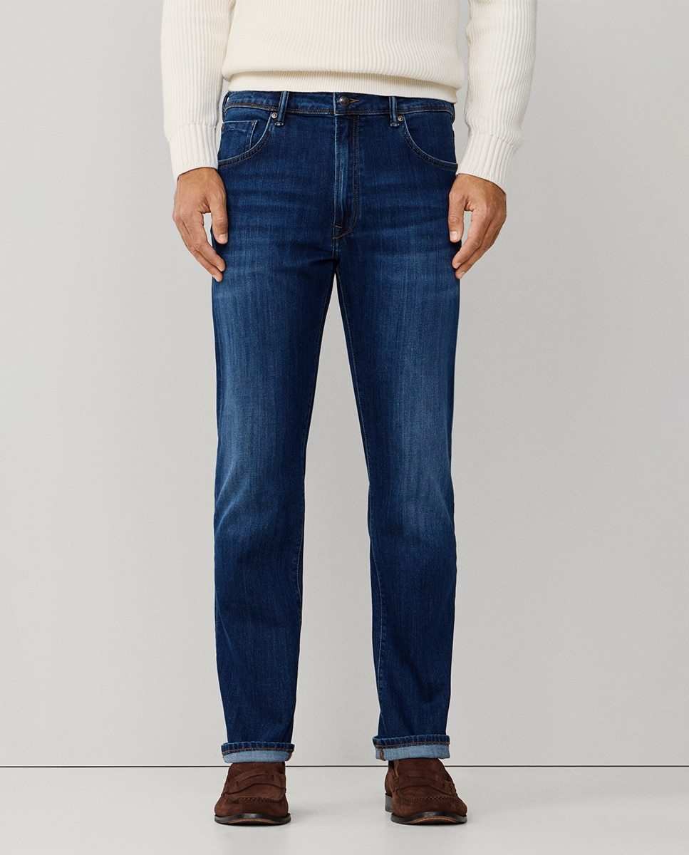 Jeans com Lavagem Média Tamanhos Grandes Azul-índigo-2