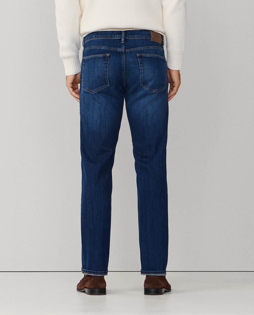 Jeans com Lavagem Média Tamanhos Grandes Azul-índigo-3