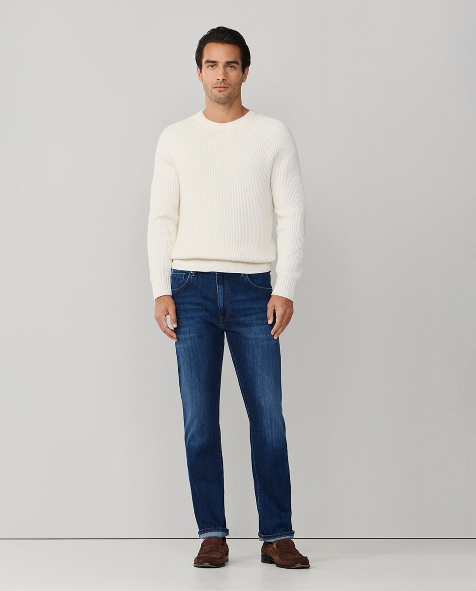 Jeans com Lavagem Média Tamanhos Grandes Azul-índigo-6