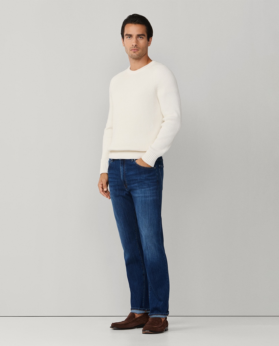 Jeans com Lavagem Média Tamanhos Grandes Azul-índigo-7