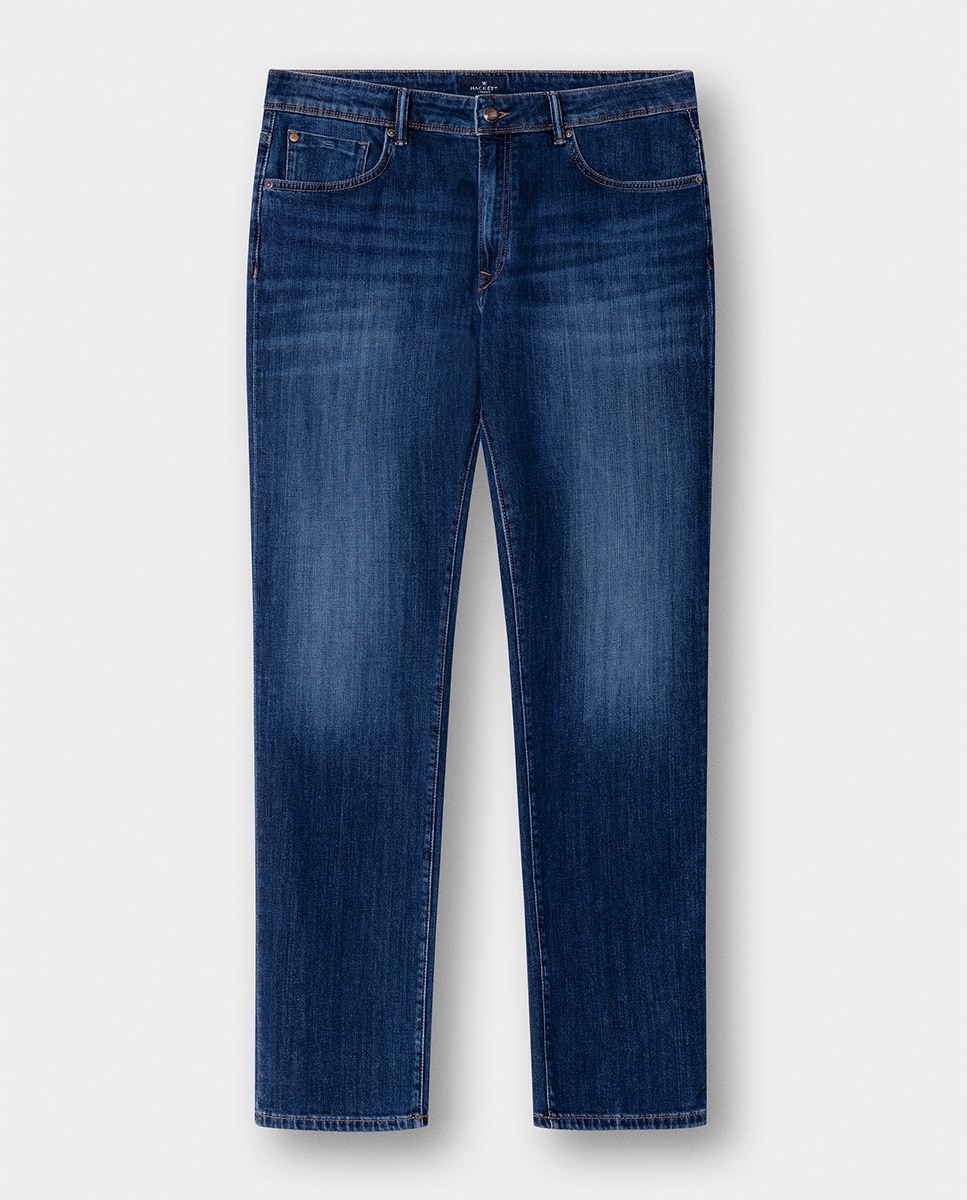 Jeans com Lavagem Média Tamanhos Grandes Azul-índigo-8