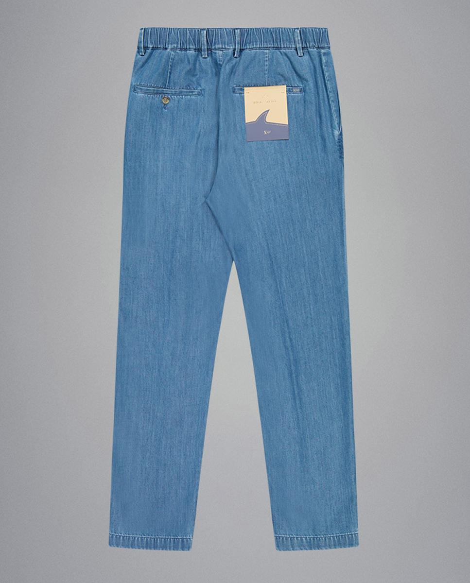 Calças Chino de Ganga sem Pregas X-Soft Azul-claro-2