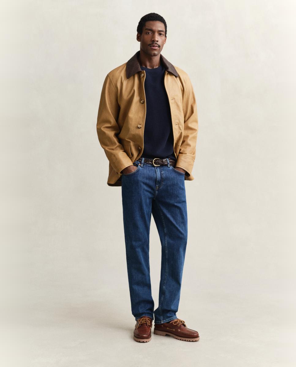 Jeans Straight com Efeito de Lavagem Tamanhos Grandes Azul-5