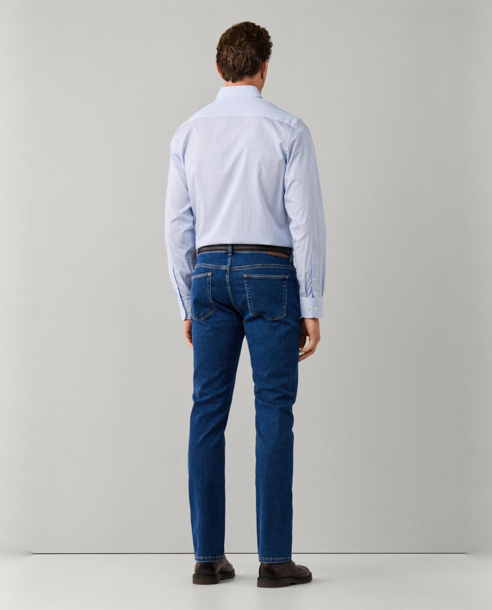 Jeans Escovados Fit Clássico Tamanhos Grandes Azul-2