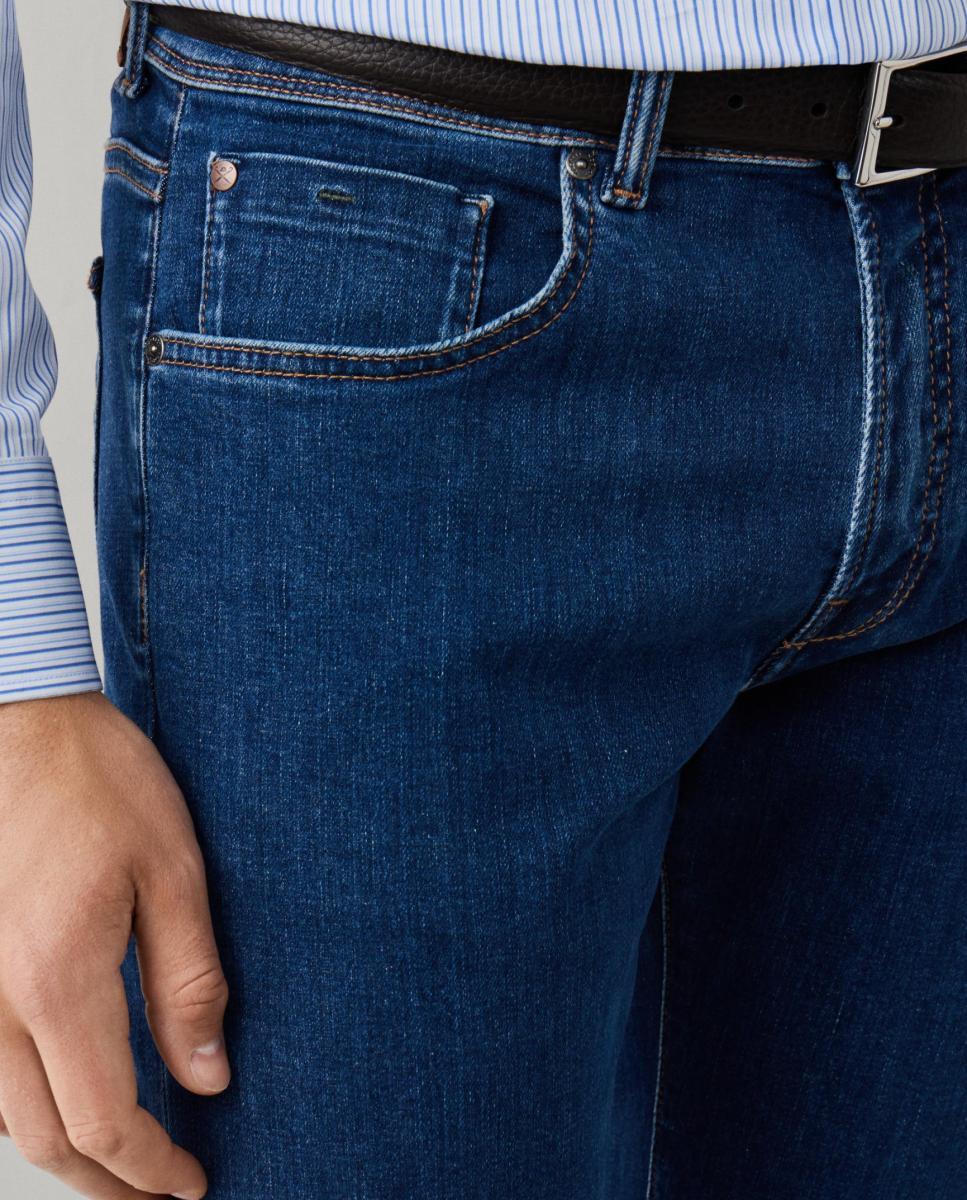 Jeans Escovados Fit Clássico Tamanhos Grandes Azul-3