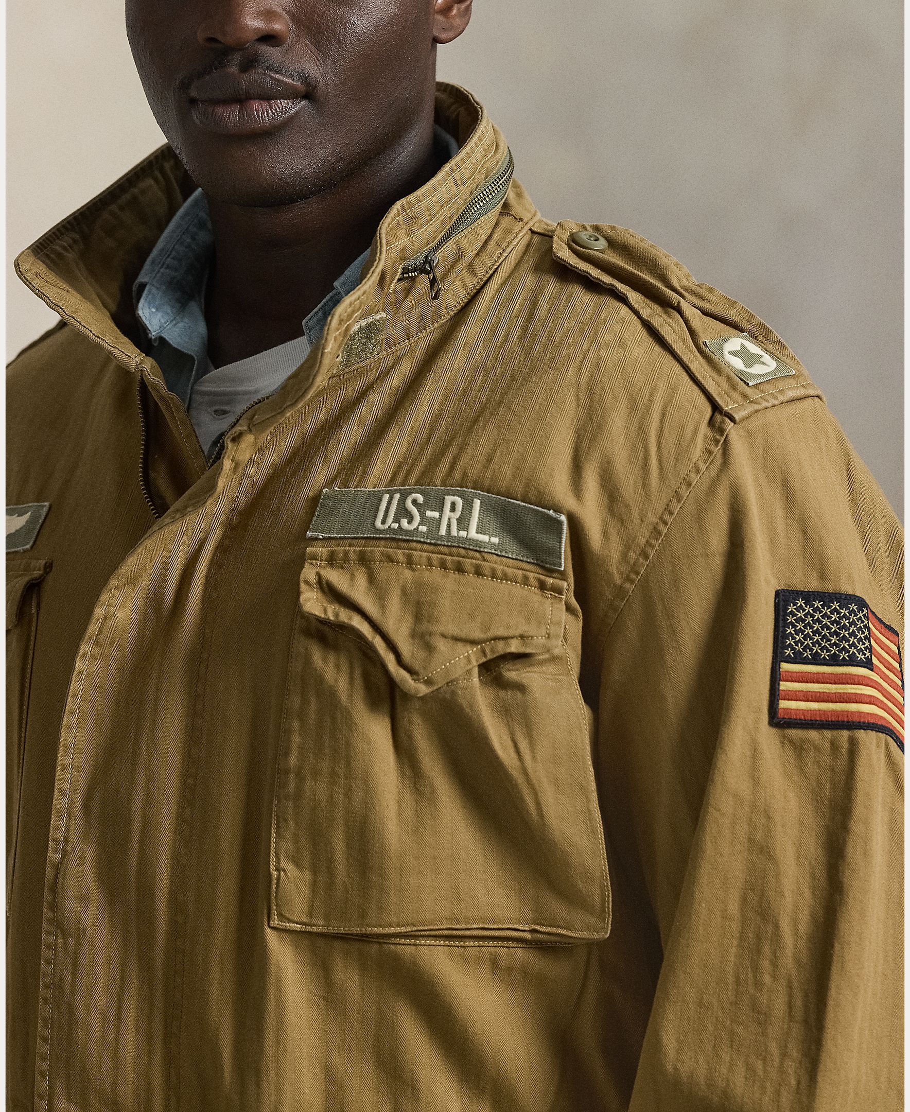 Parka de Algodão com Remendos Tamanhos Grandes Castanho-5