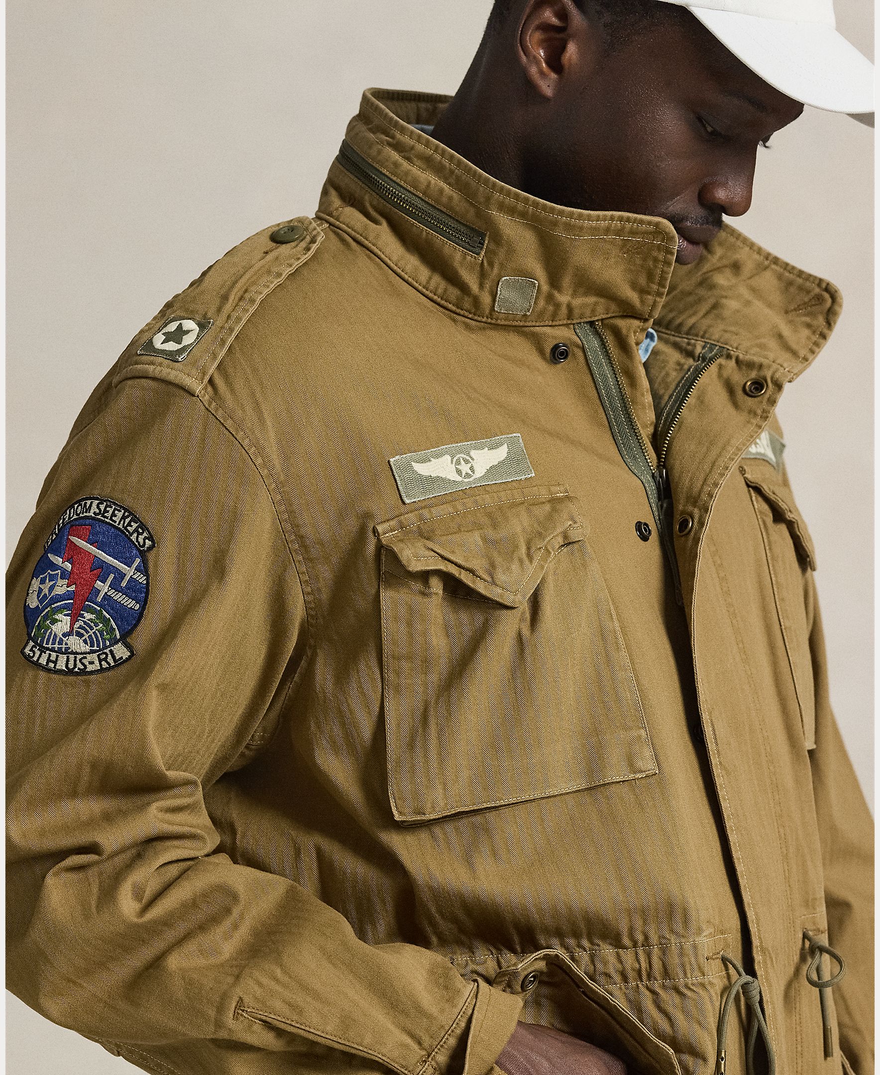 Parka de Algodão com Remendos Tamanhos Grandes Castanho-6