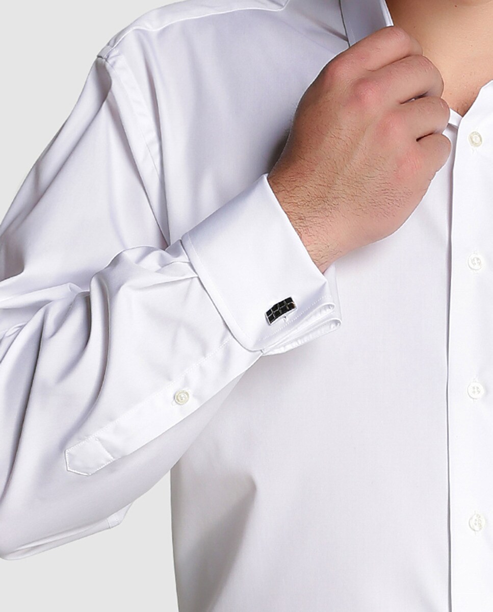 Camisa Regular de homem tamanhos grandes Branco-3