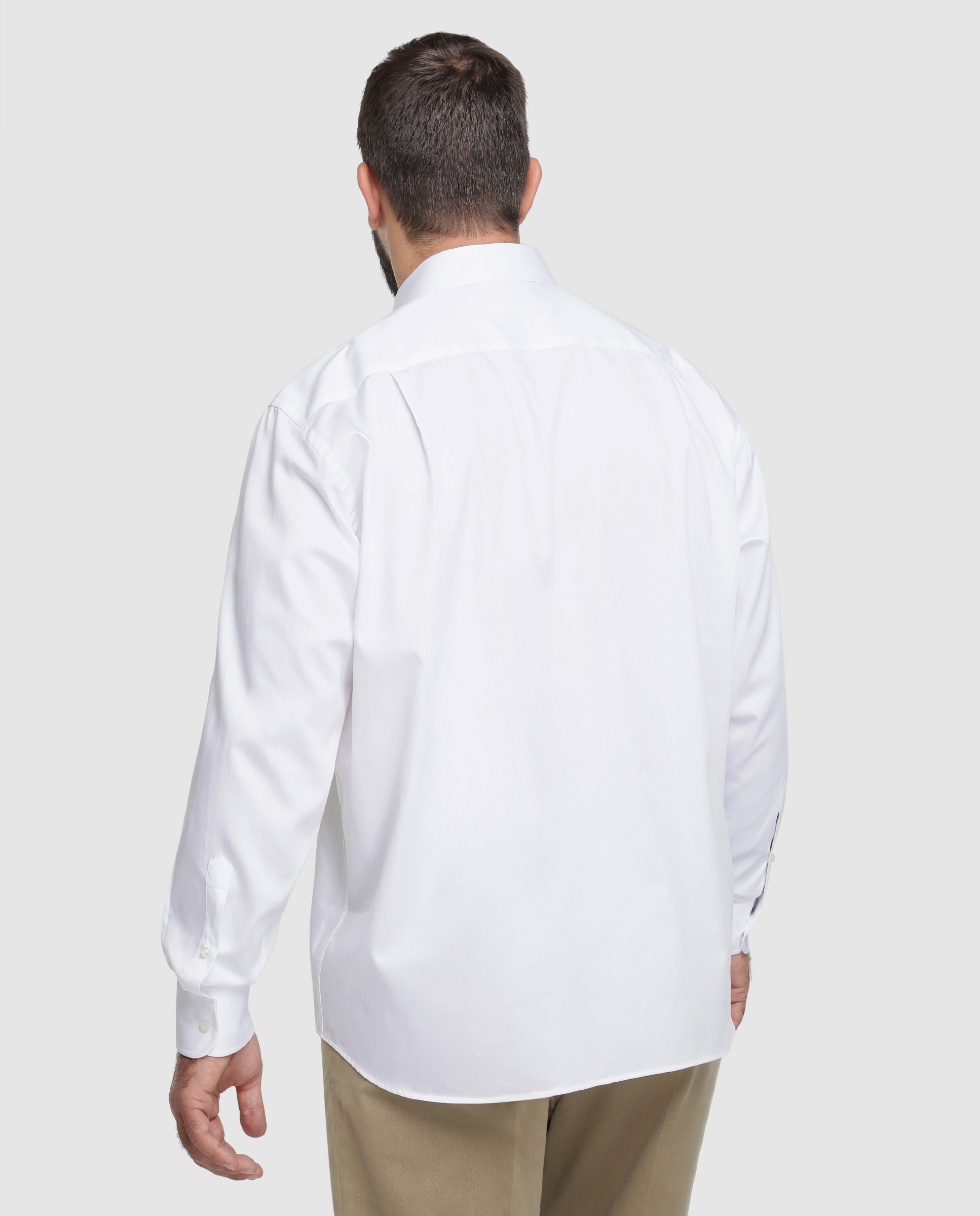 Camisa classic lisa branca de homem tamanhos grandes Branco-2