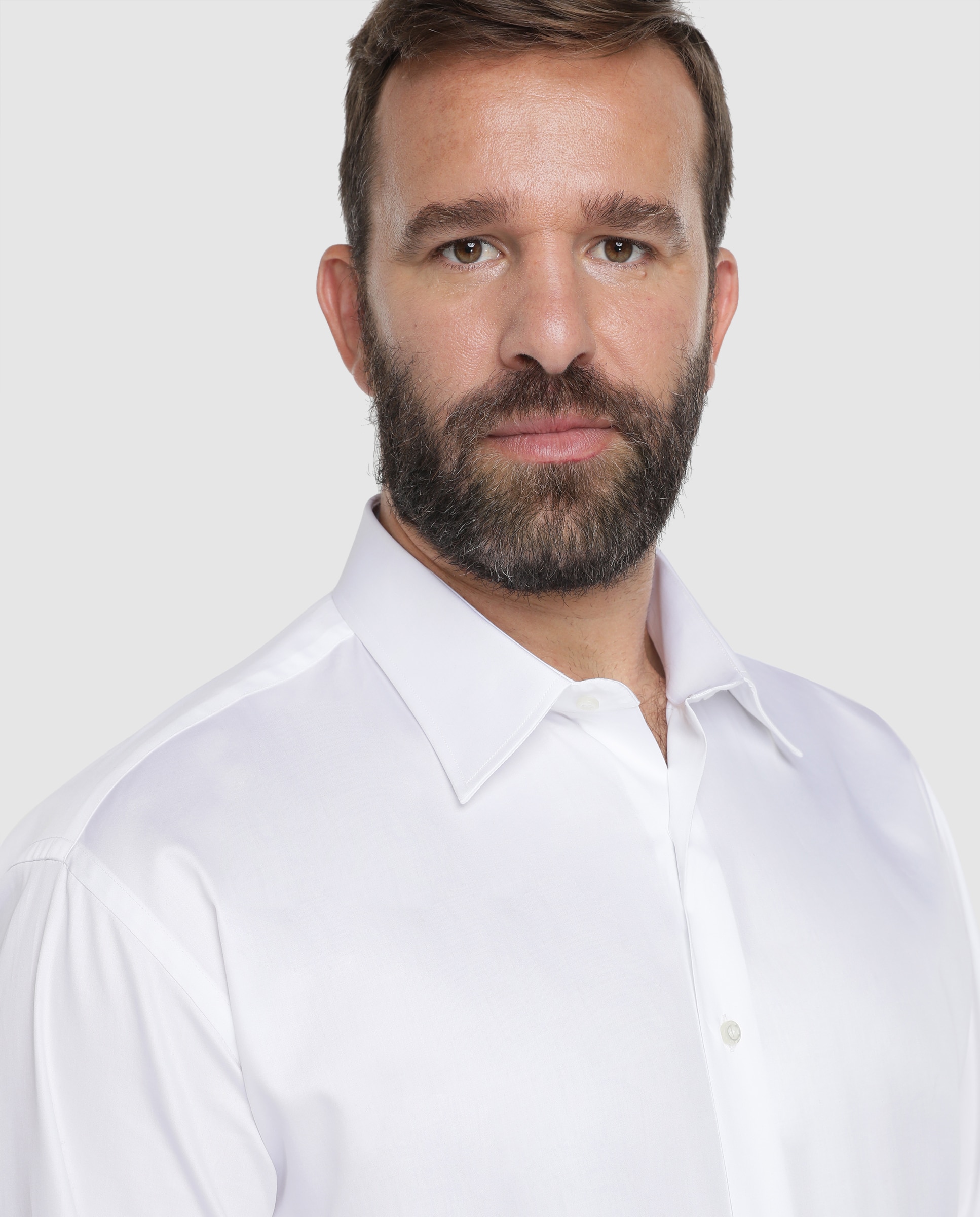 Camisa classic lisa branca de homem tamanhos grandes Branco-3