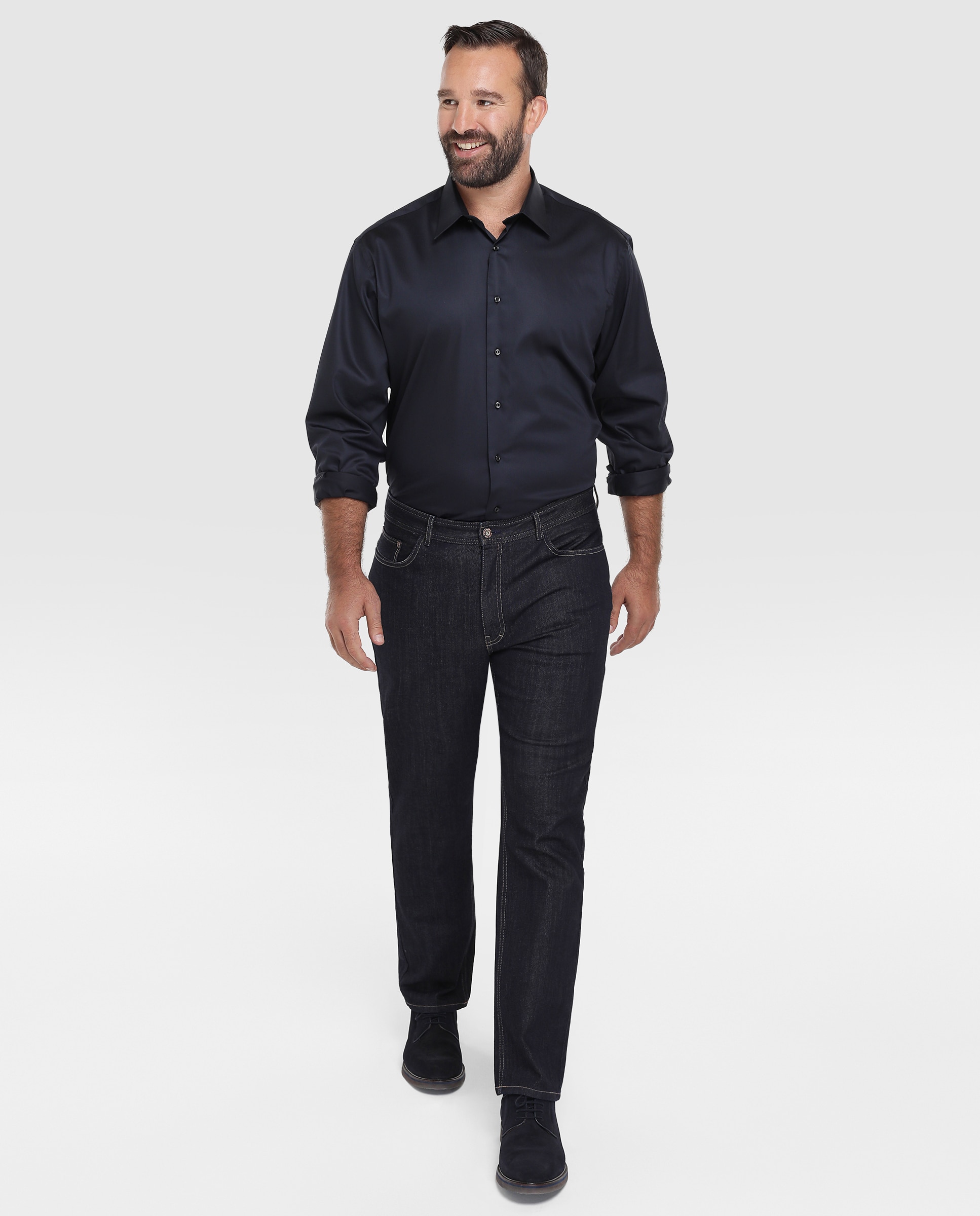 Camisa classic lisa preta de homem tamanhos grandes Preto-1