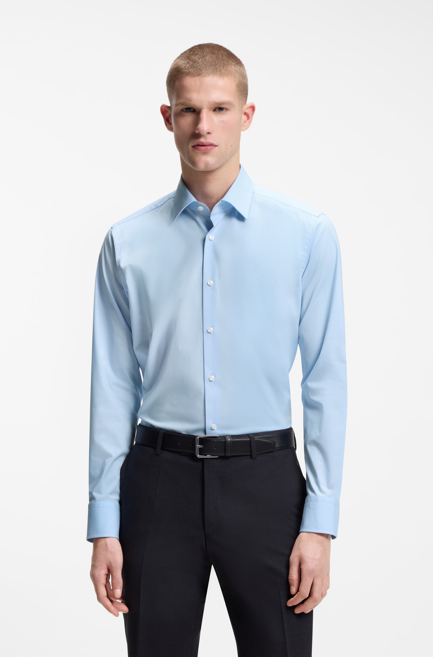 Camisa de Manga Comprida Azul-1