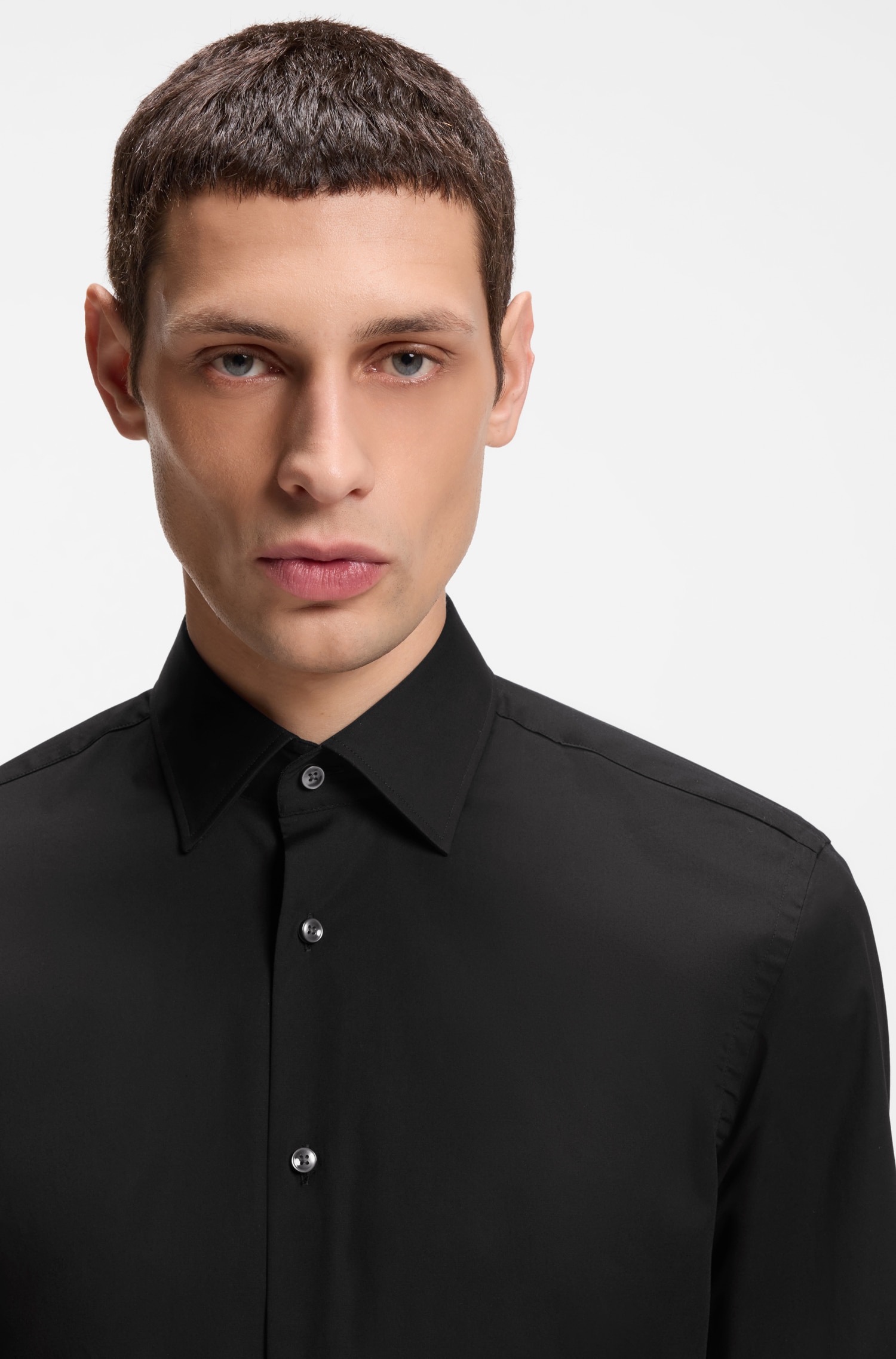 Camisa de Manga Comprida Tamanhos Grandes Preto-3