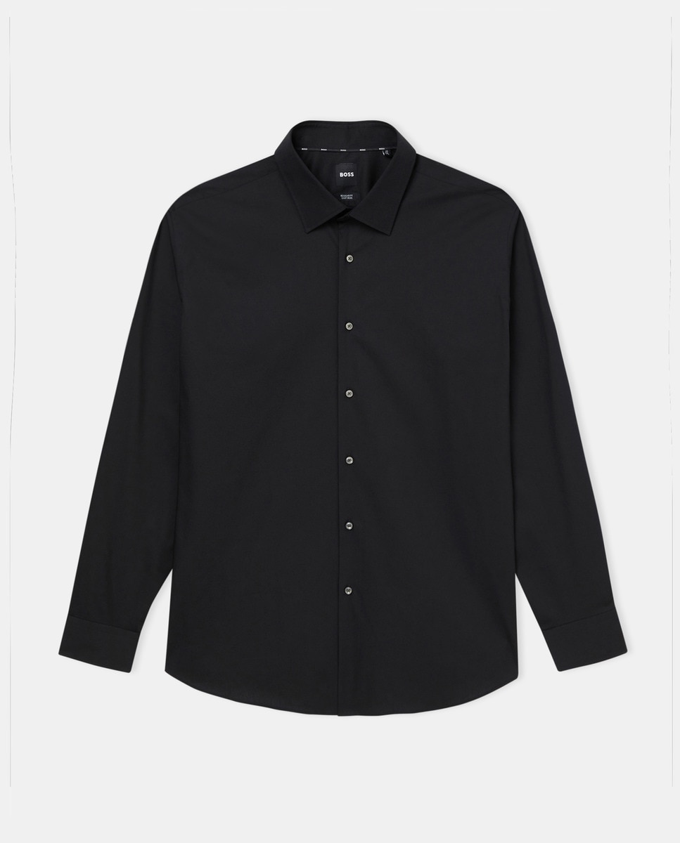 Camisa de Manga Comprida Tamanhos Grandes Preto-4