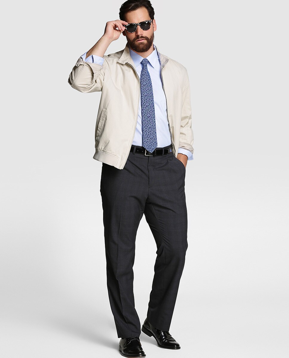 Camisa Regular de homem tamanhos grandes Azul-4