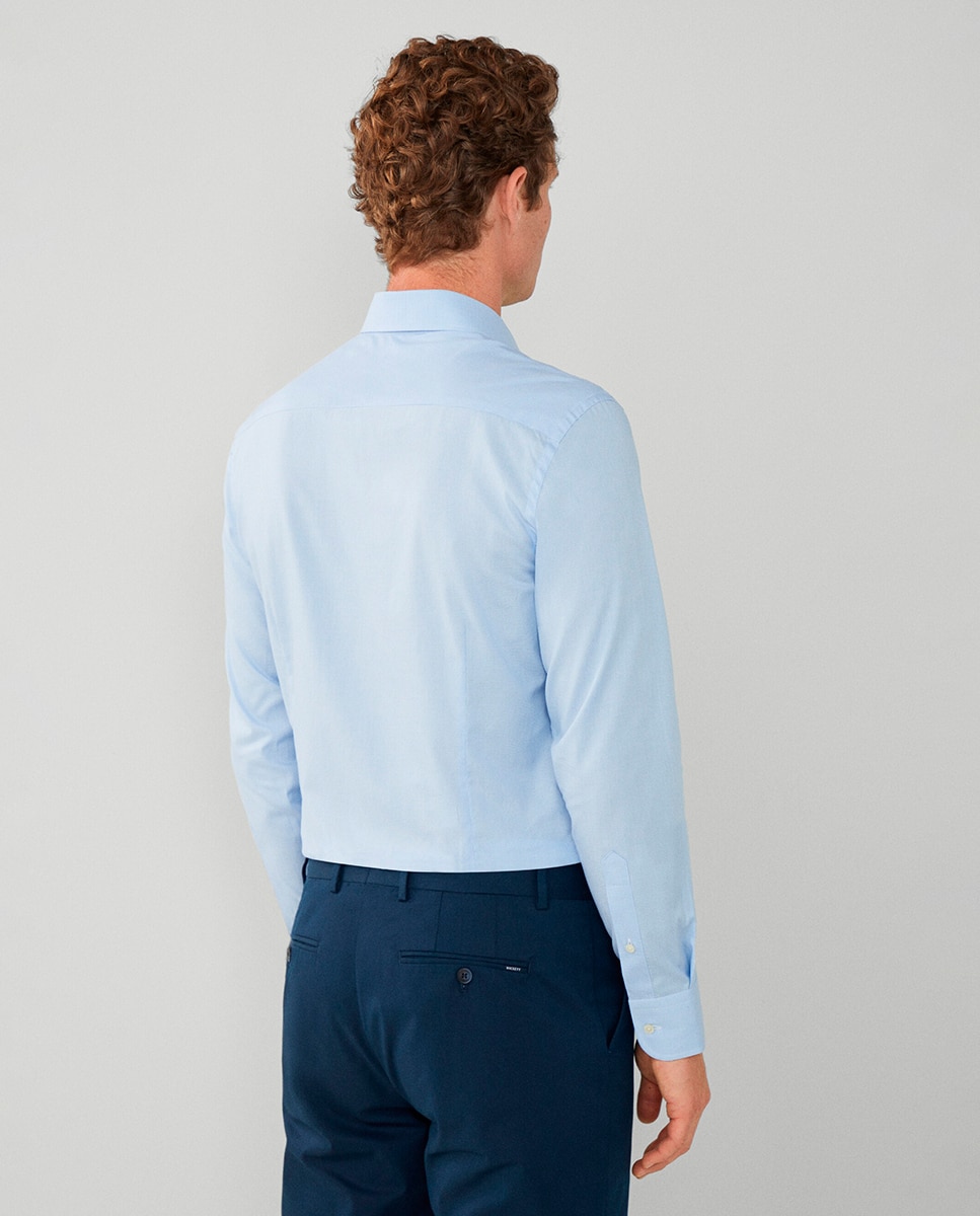 Camisa Classic Fit Tamanhos Grandes com Mini Pied-de-Poule - Azul Azul-2