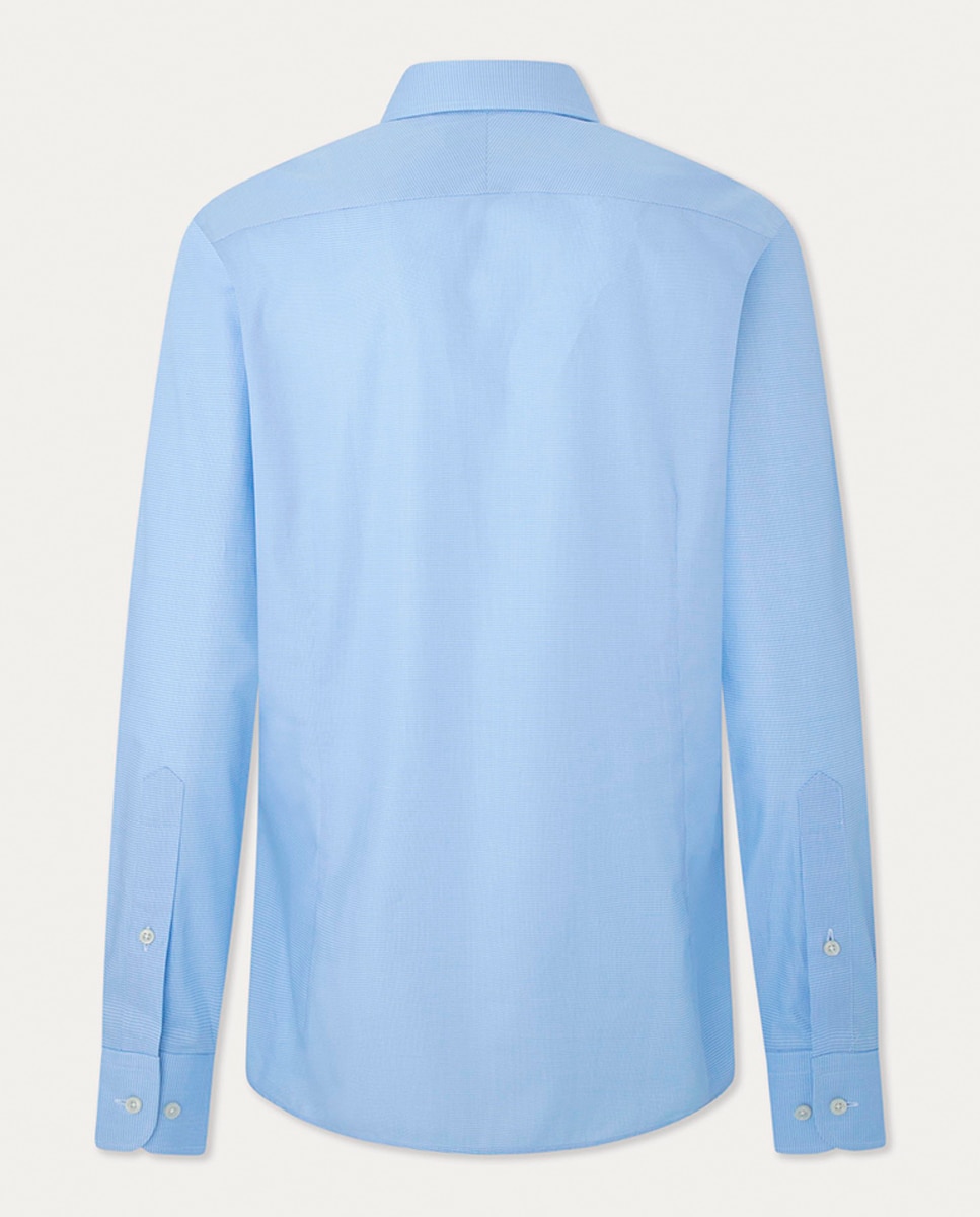 Camisa Classic Fit Tamanhos Grandes com Mini Pied-de-Poule - Azul Azul-5