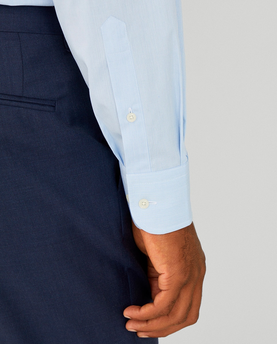 Camisa Classic Fit Pinpoint Tamanhos Grandes às Mini Riscas - Azul Azul-4