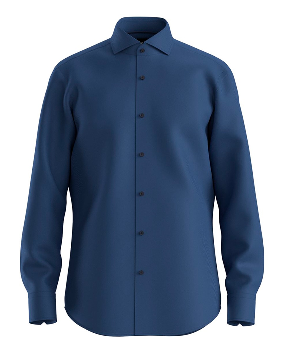 Camisa de Manga Comprida Tamanhos Grandes Azul-1
