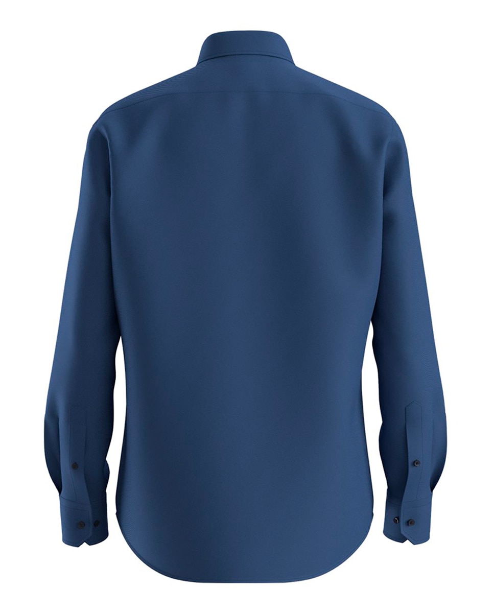 Camisa de Manga Comprida Tamanhos Grandes Azul-2