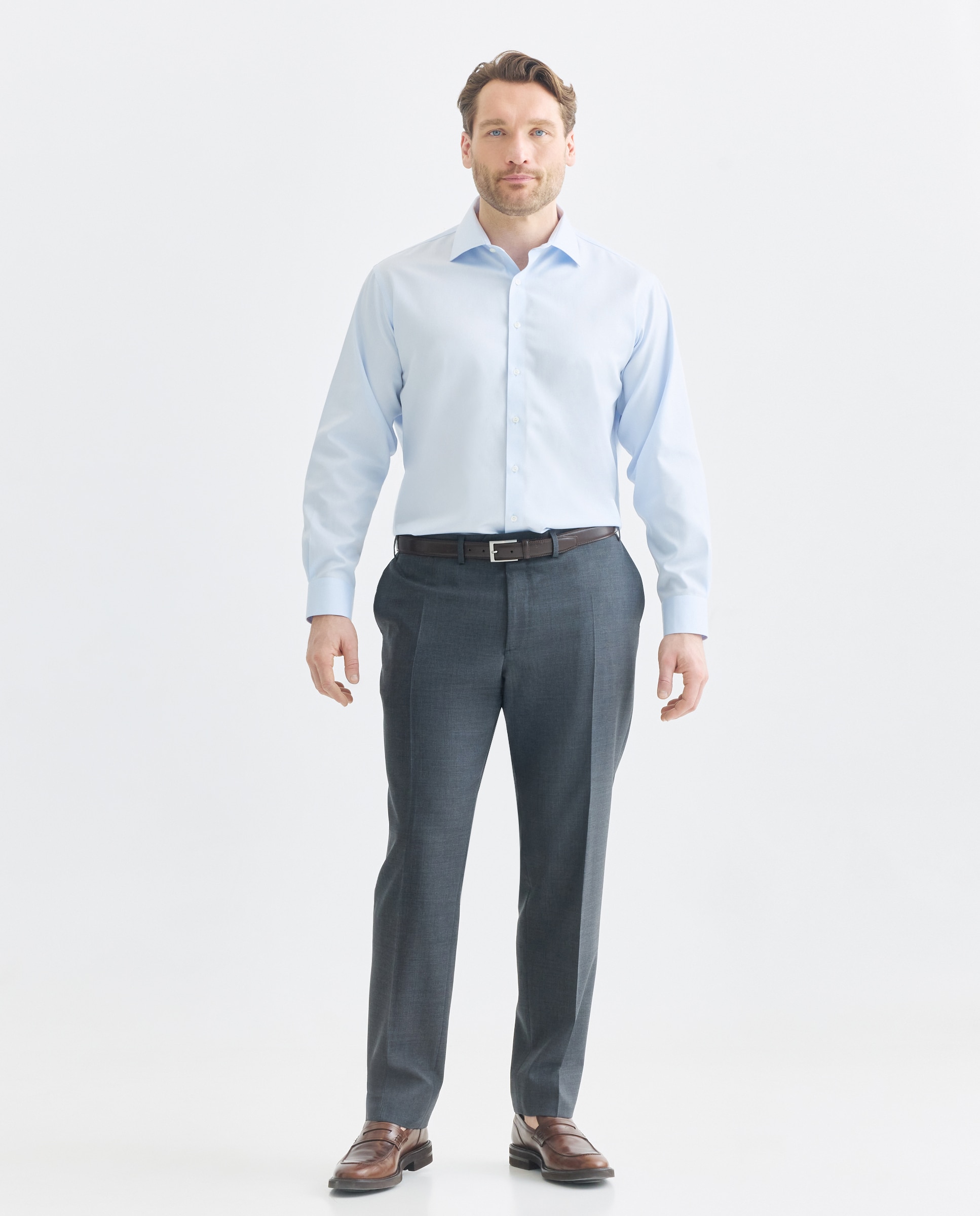 Camisa Non Iron Tamanhos Grandes Azul-claro-1