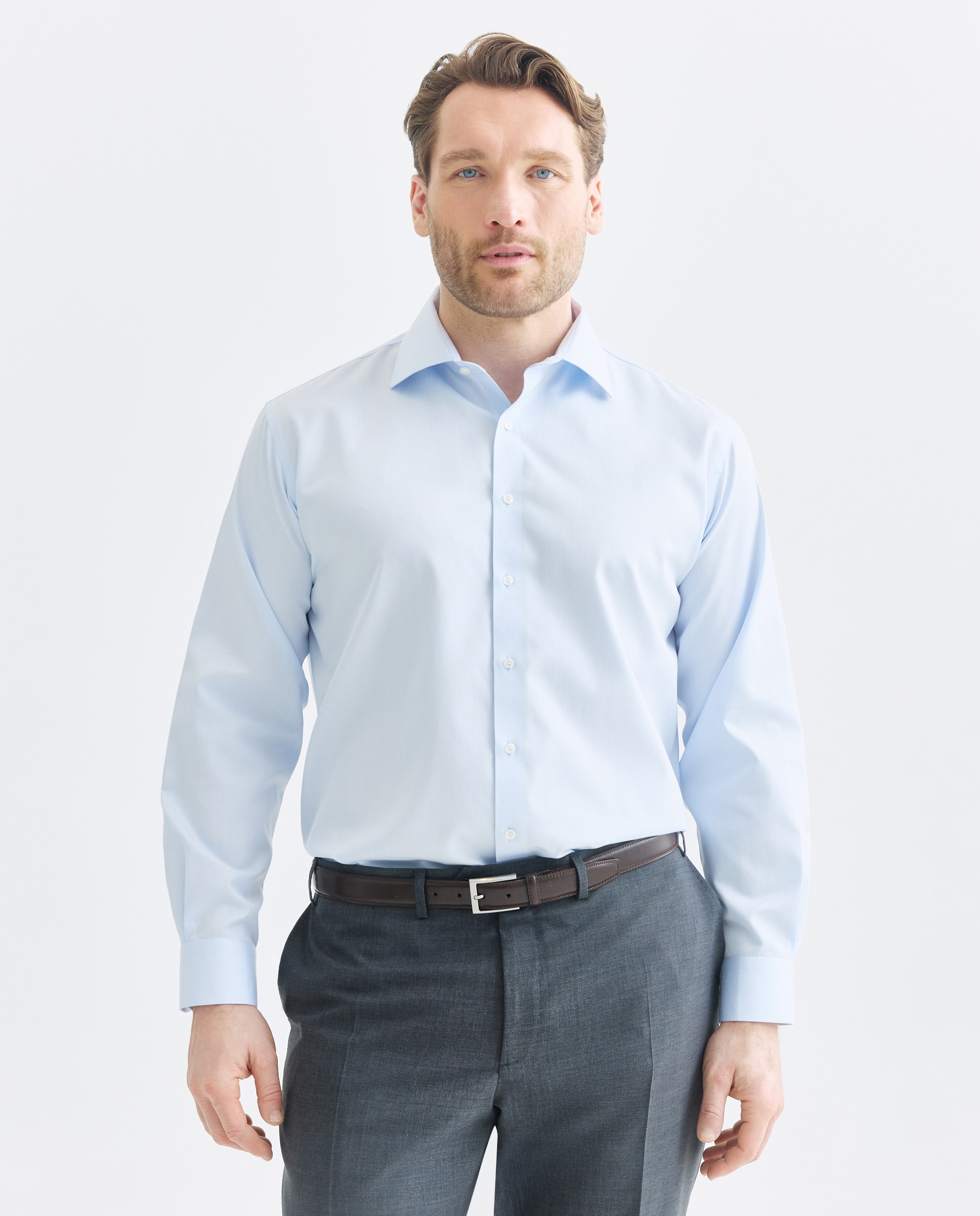 Camisa Non Iron Tamanhos Grandes Azul-claro-2