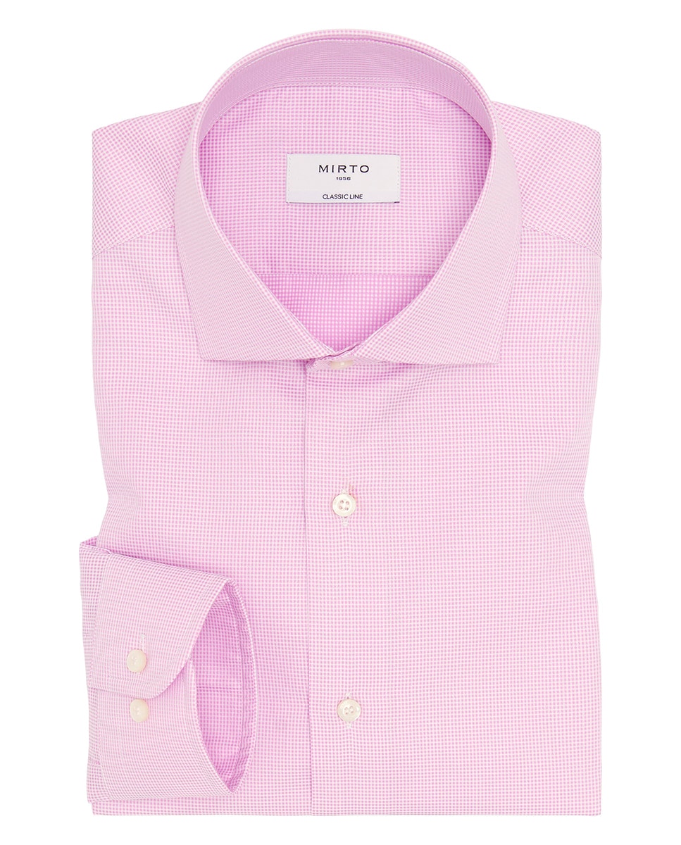 Camisa Clássica Lisa com Manga Comprida Tamanhos Grandes Rosa-3