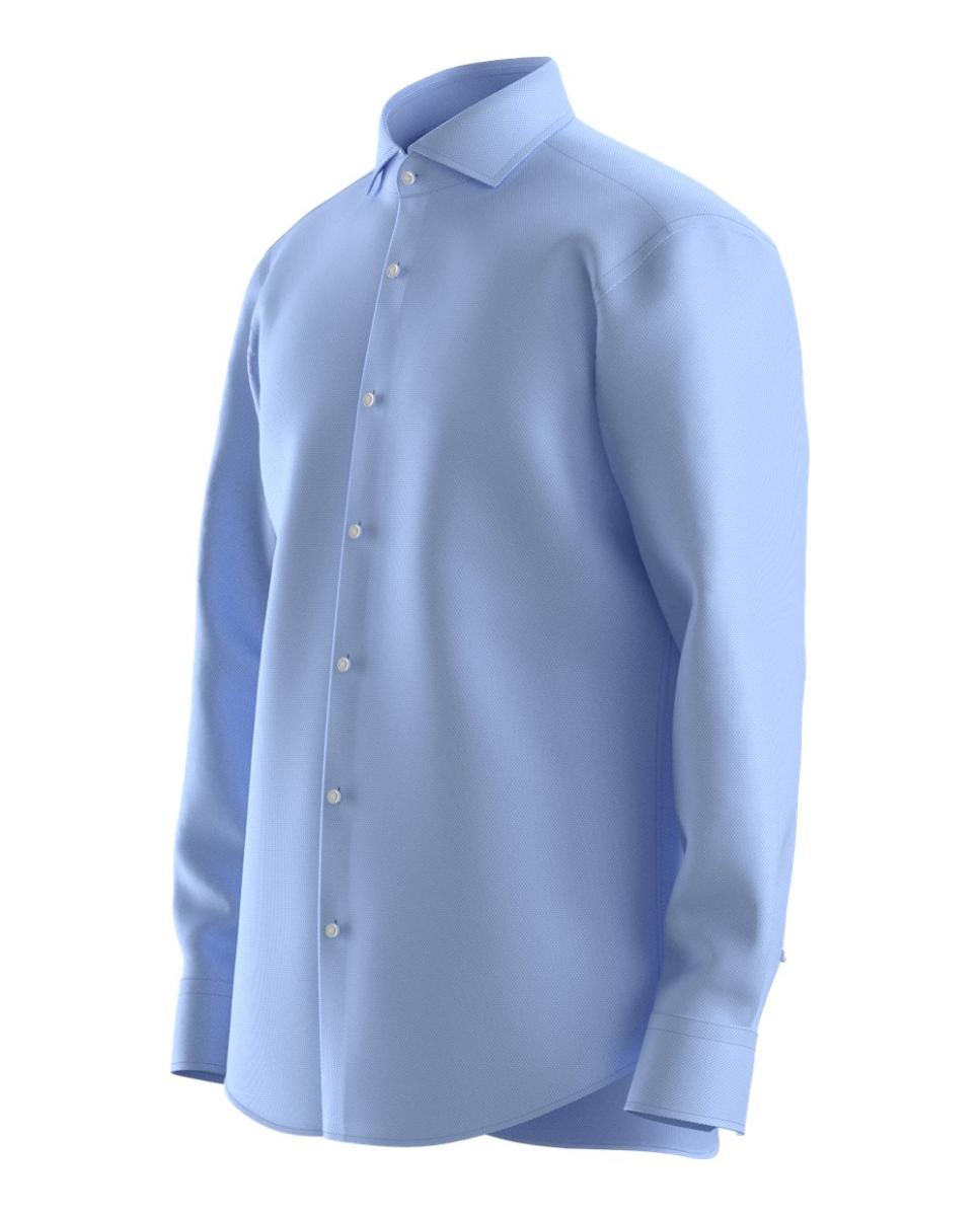 Camisa de Manga Comprida Tamanhos Grandes Azul-3