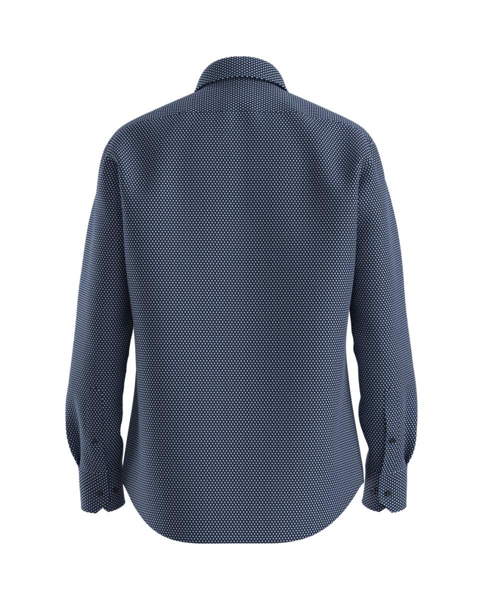 Camisa de Manga Comprida Tamanhos Grandes Azul-2