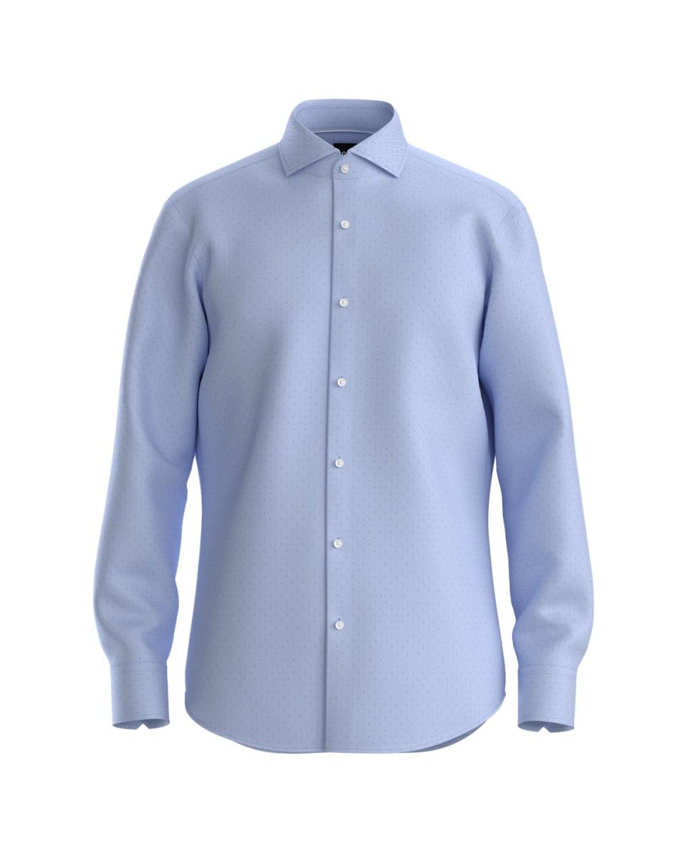 Camisa de Manga Comprida Tamanhos Grandes Azul-1