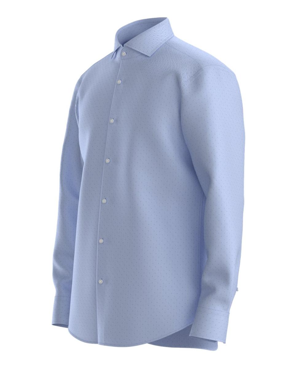 Camisa de Manga Comprida Tamanhos Grandes Azul-3