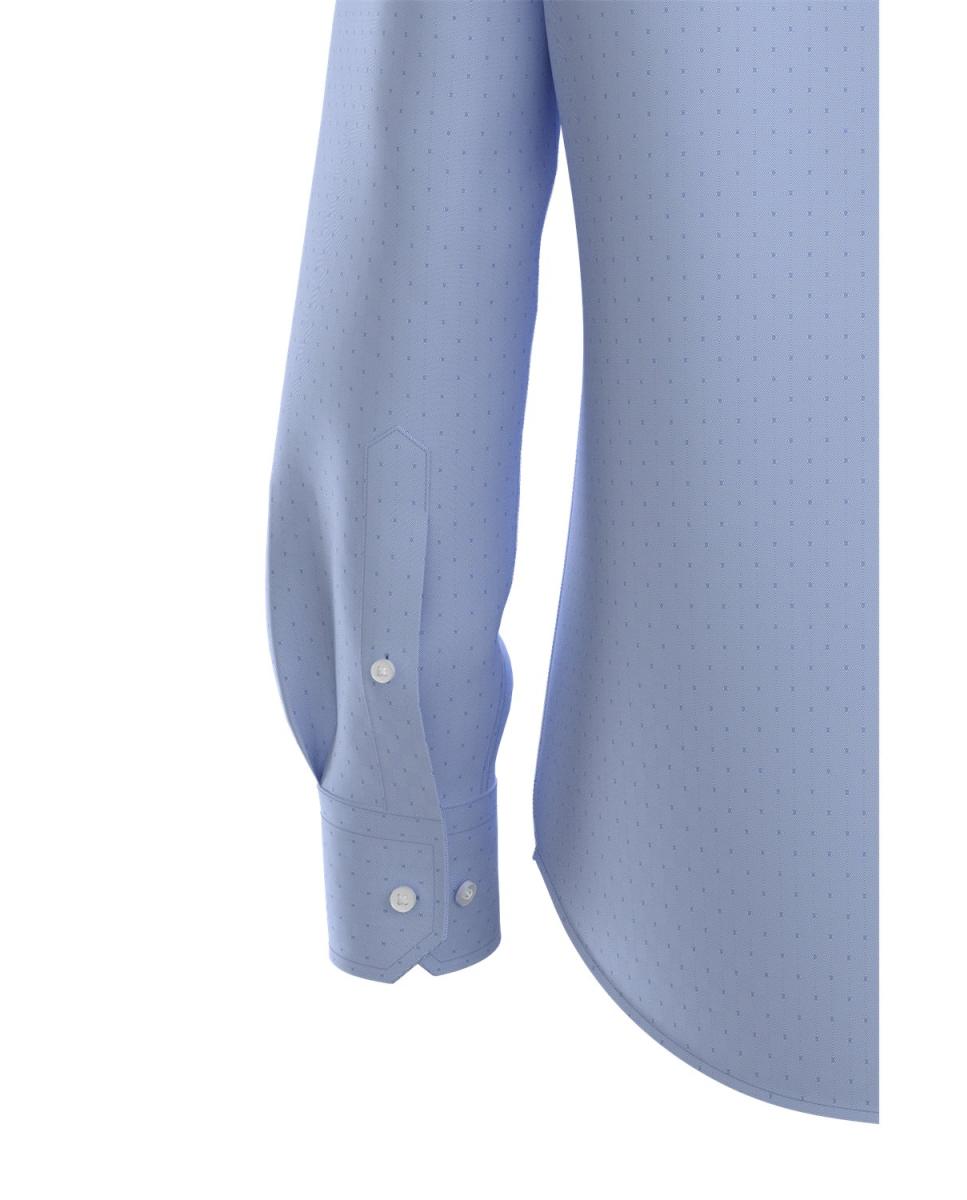 Camisa de Manga Comprida Tamanhos Grandes Azul-4