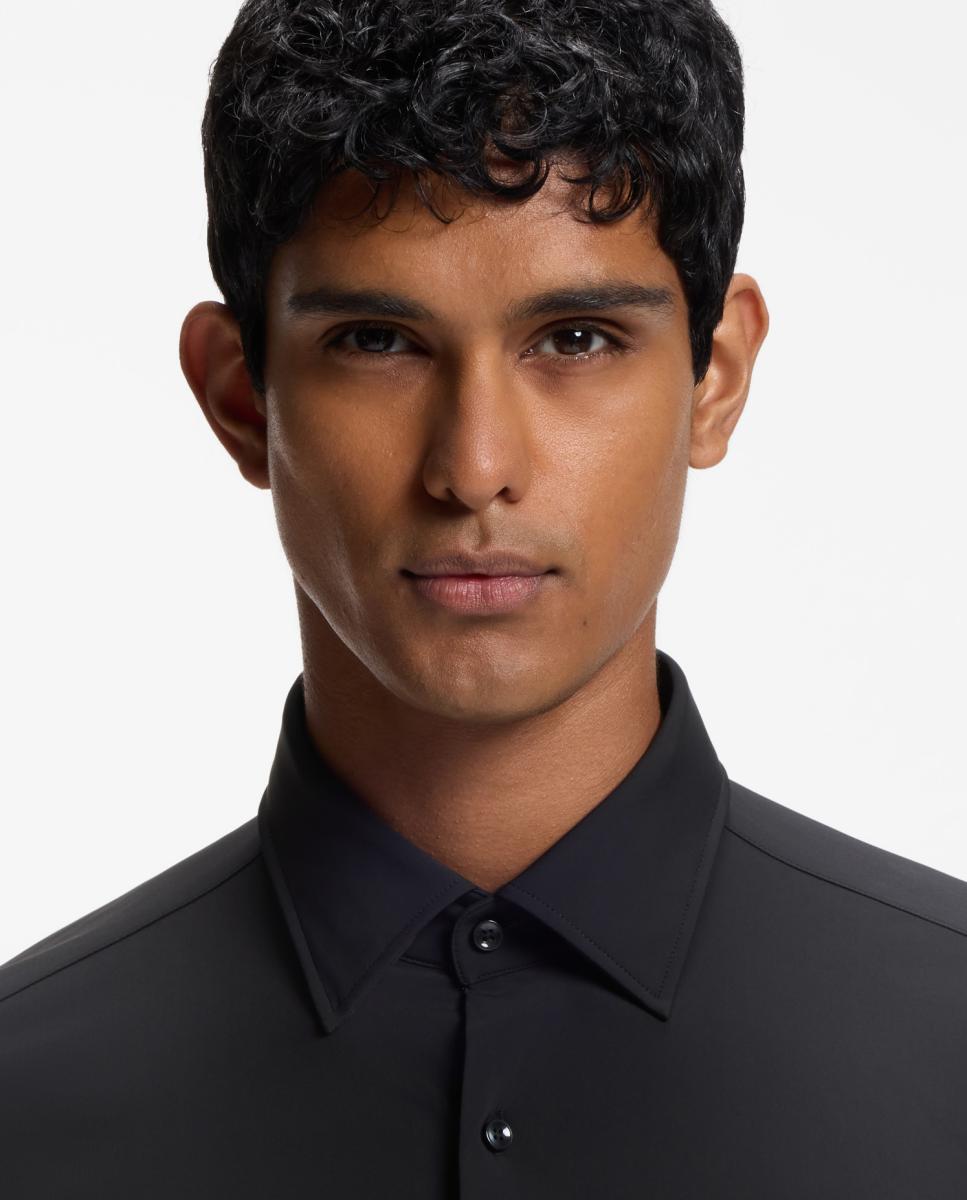 Camisa de Manga Comprida Tamanhos Grandes Preto-2