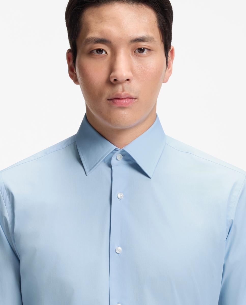 Camisa de Manga Comprida Tamanhos Grandes Azul-3