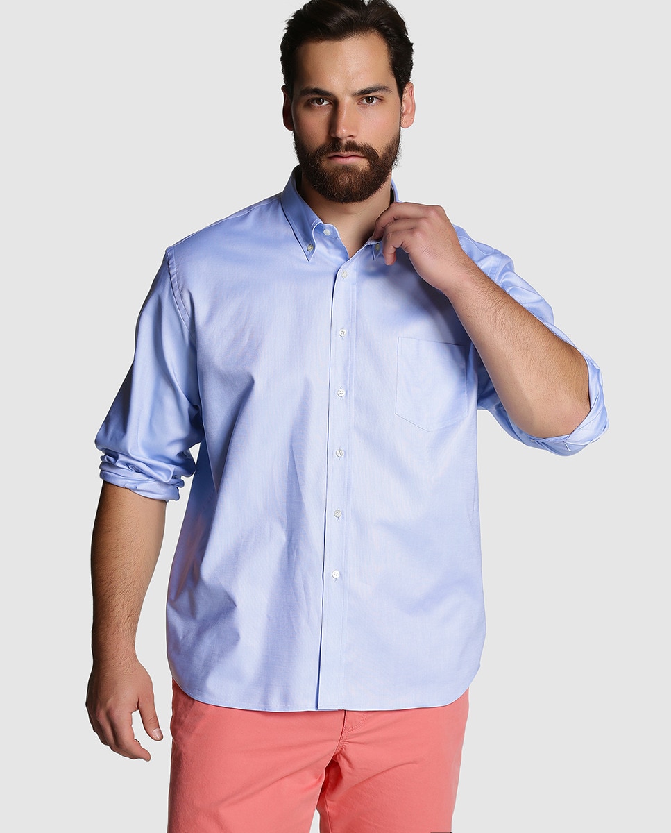 Camisa Regular de homem tamanhos grandes Azul-1