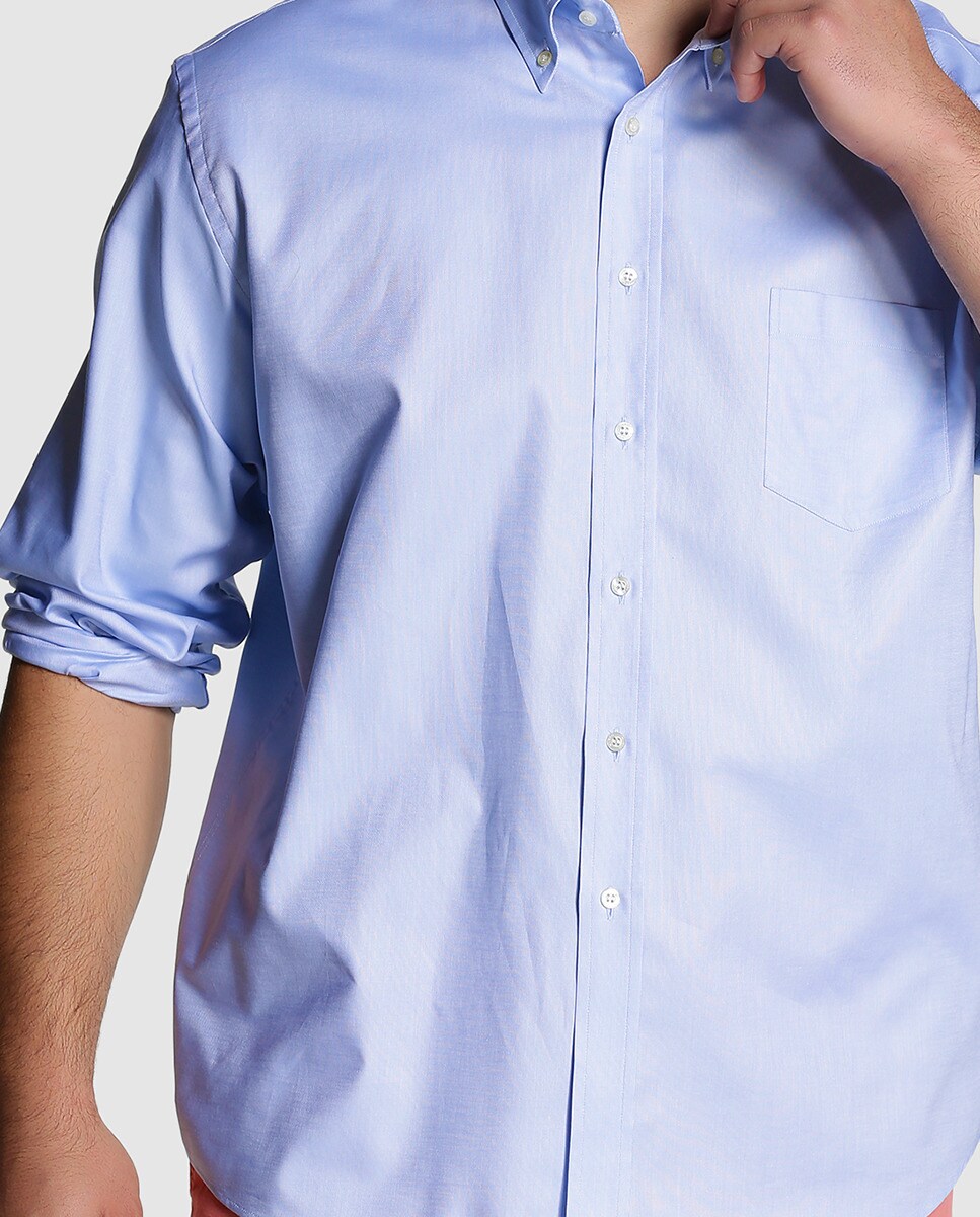Camisa Regular de homem tamanhos grandes Azul-3