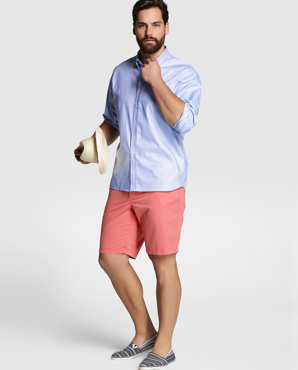 Camisa Regular de homem tamanhos grandes Azul-4
