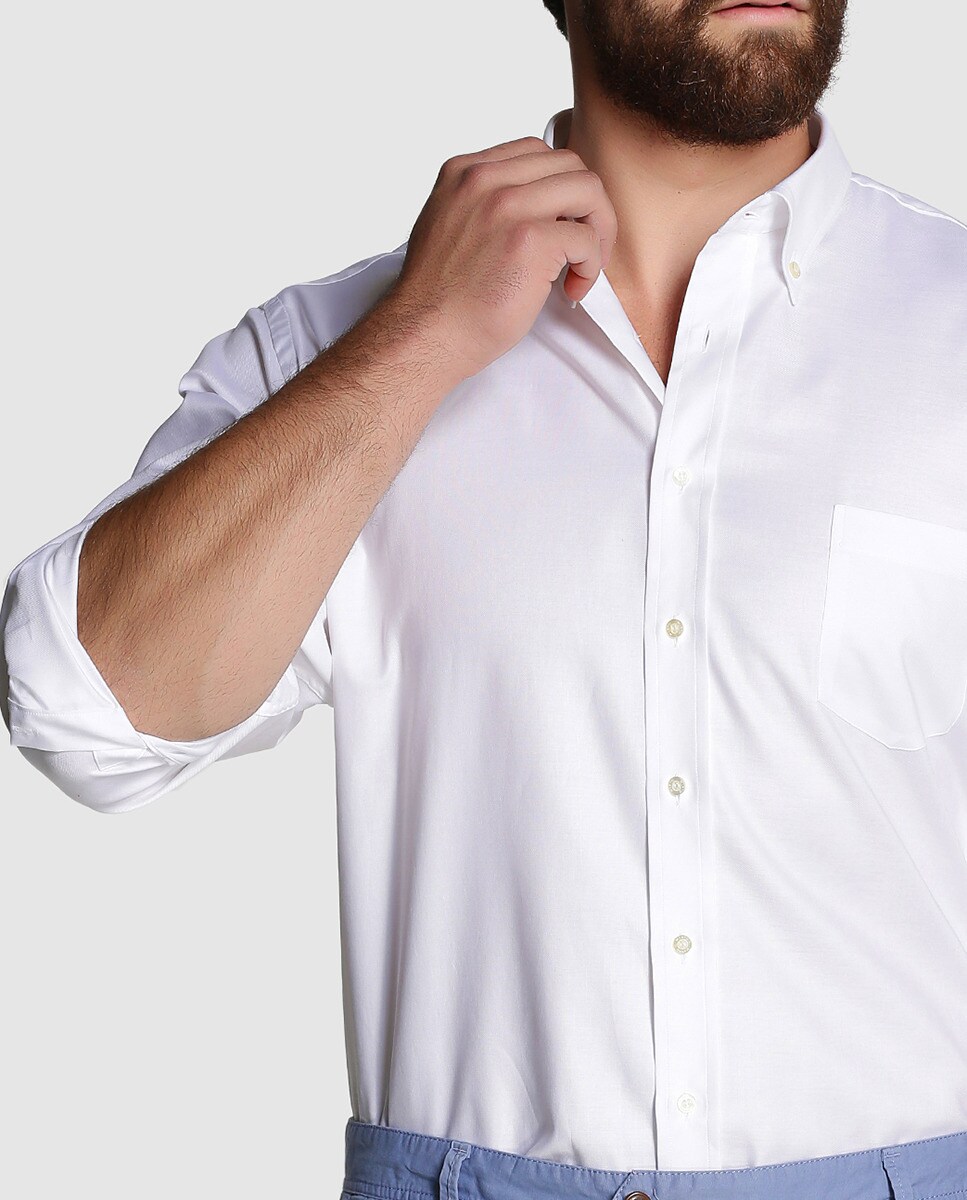 Camisa Regular de homem tamanhos grandes Branco-3