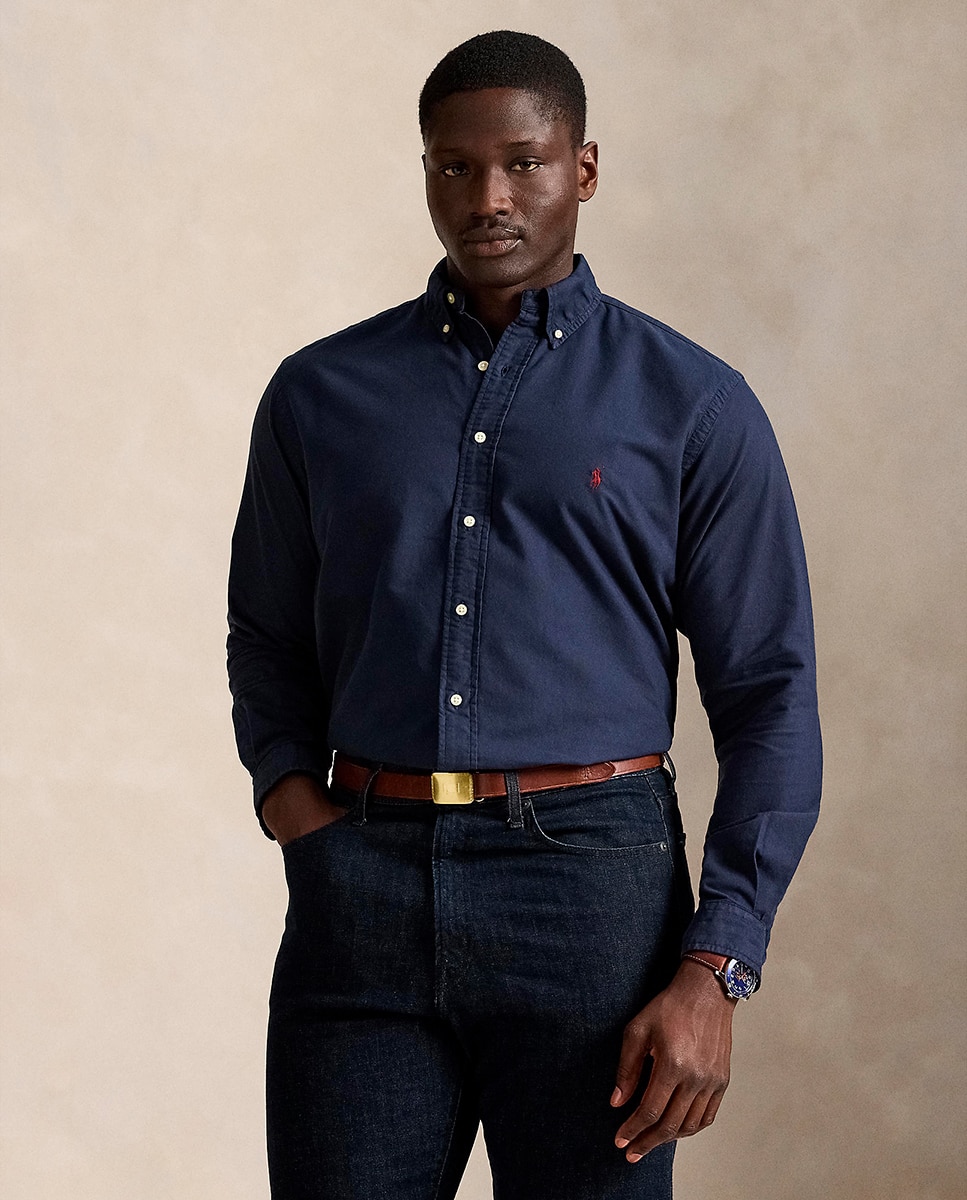 Camisa Classic Fit Tamanhos Grandes em Algodão Azul-marinho-1