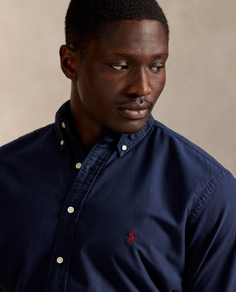Camisa Classic Fit Tamanhos Grandes em Algodão Azul-marinho-4