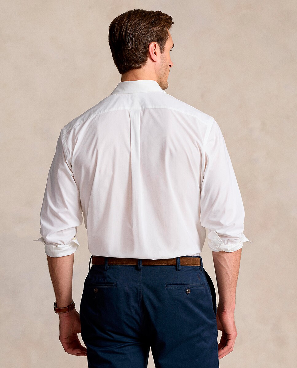 Camisa de popelina elástica de hombre Azul cabana - Polo Ralph Lauren - Blanco roto Blanco roto-3