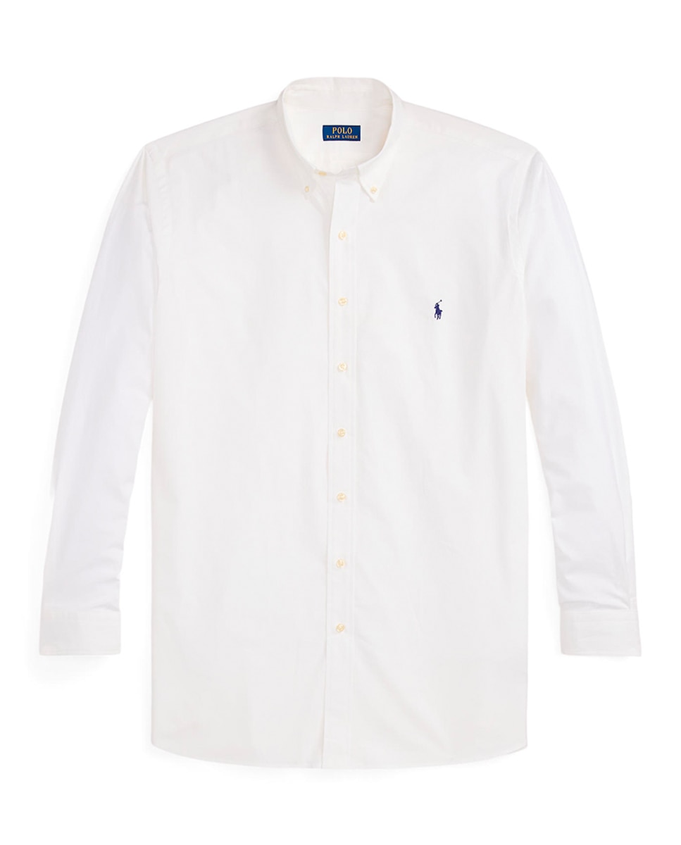 Camisa de popelina elástica de hombre Azul cabana - Polo Ralph Lauren - Blanco roto Blanco roto-7