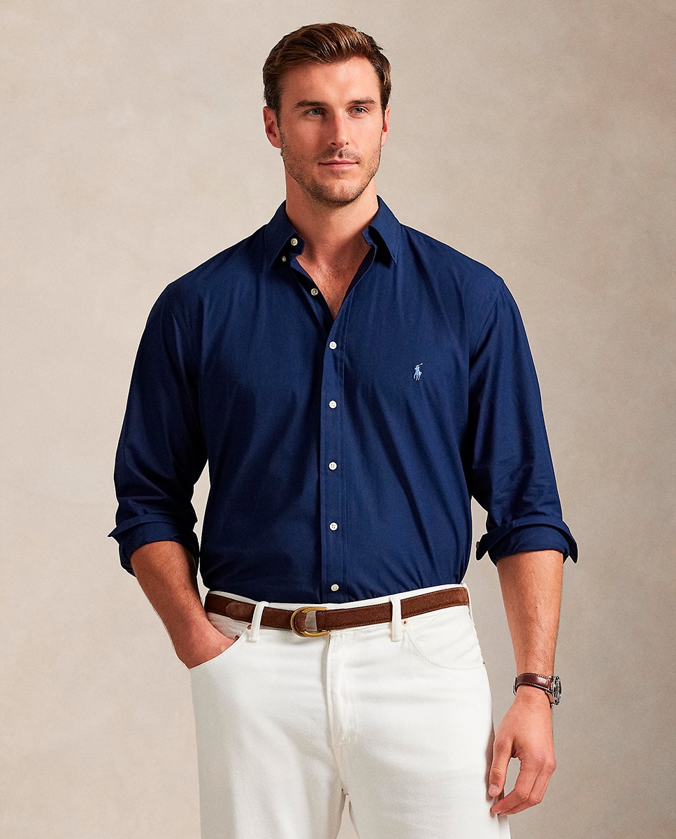 Camisa Classic Fit Tamanhos Grandes em Popelina Azul-marinho-1