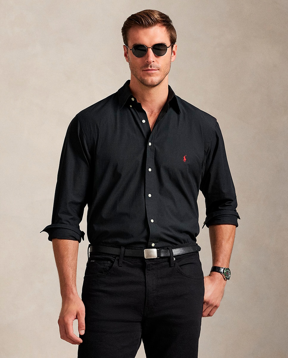 Camisa Classic Fit Tamanhos Grandes em Popelina Preto-1